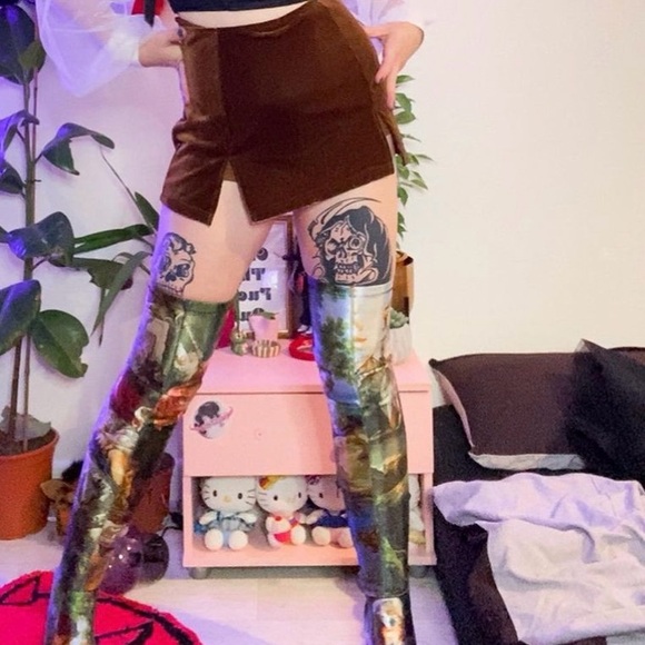 Delia's Velour Slit Mini Skirt Brown Dolls Kill Medium - Picture 1 of 8